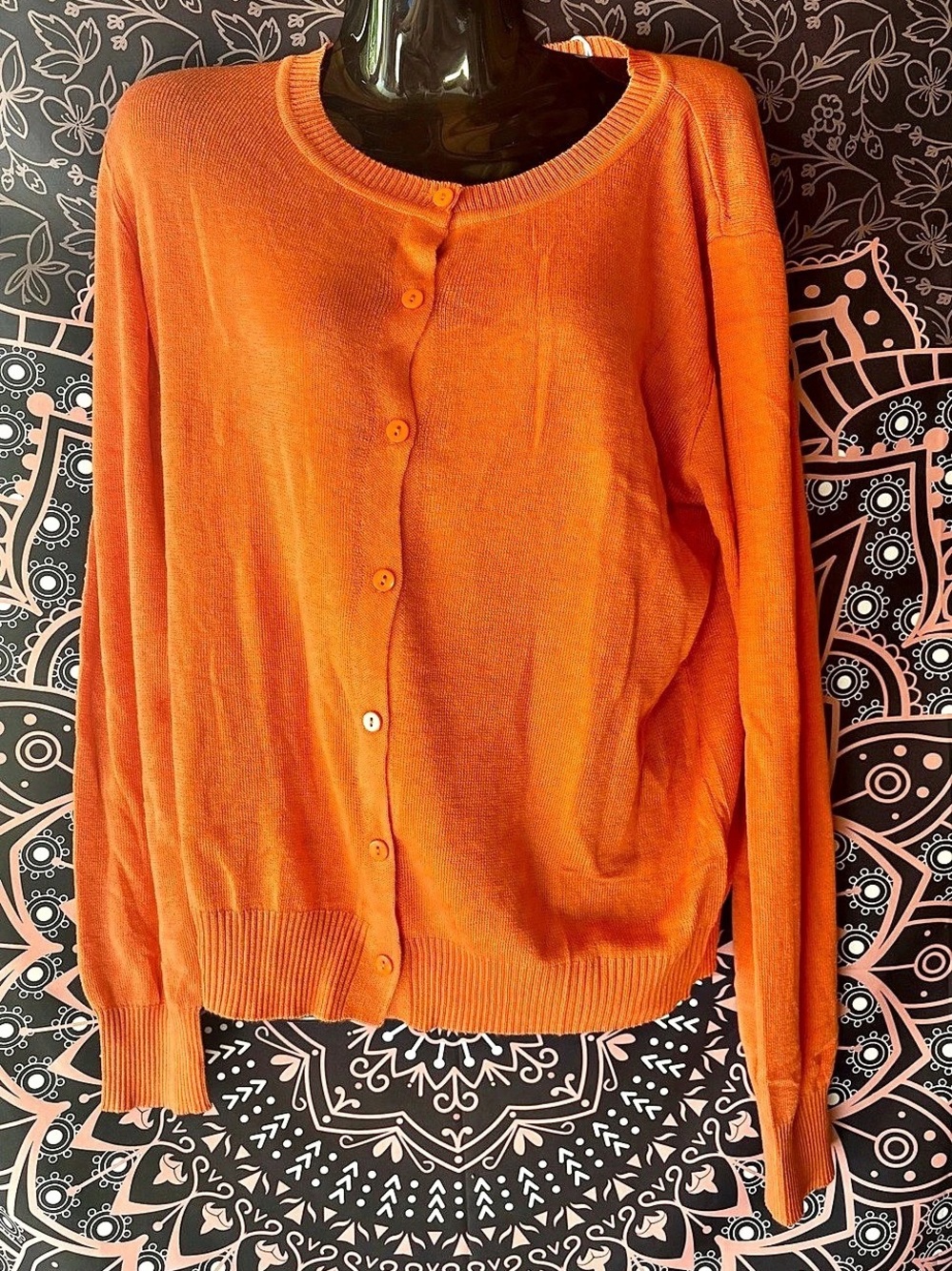 SHESHOW Crew Neck Cardigan in Orange XL NWT